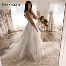 HAMMAH Elegant V Neck Wedding Dresses Mermaid Appliques Lace Spaghetti Strap Satin Court Train Robe De Mariee Customized