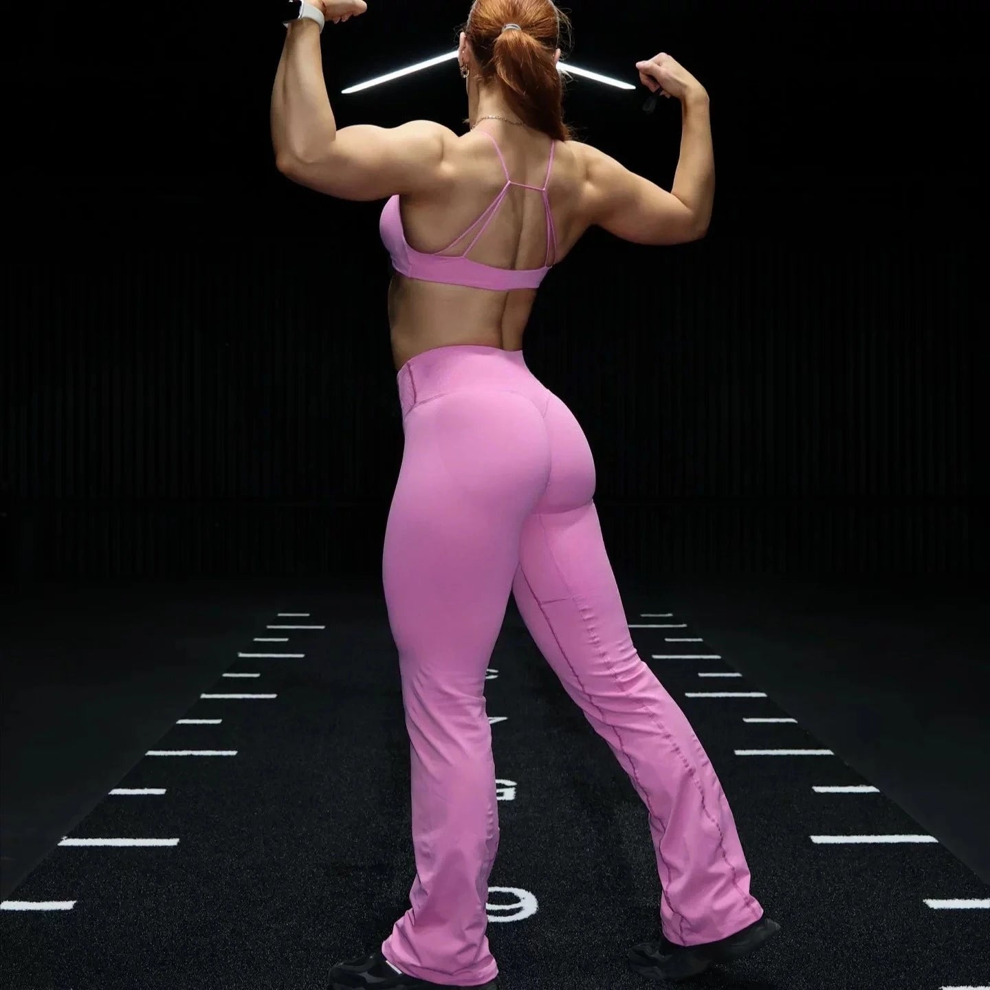 NO LOGO 2 Pieces Flared Legging Set Women Twist Front Sports vest Top Wide Leg Yoga Pants Seamless Yoga Set Tracksuits Workout