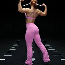 NO LOGO 2 Pieces Flared Legging Set Women Twist Front Sports vest Top Wide Leg Yoga Pants Seamless Yoga Set Tracksuits Workout