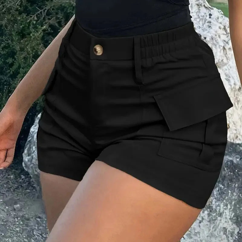 Fashion Shorts Women's New Solid Color Casual Comfortable Daily Street Style Woman Clothing High Waist Button Pocket Overalls