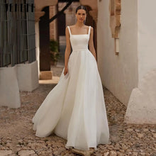 JEHETH Boho Brides Wedding Dresses Spaghetti Straps Square Collar Simple Formal Bride Dress Vintage Long Bridal Gowns Customized