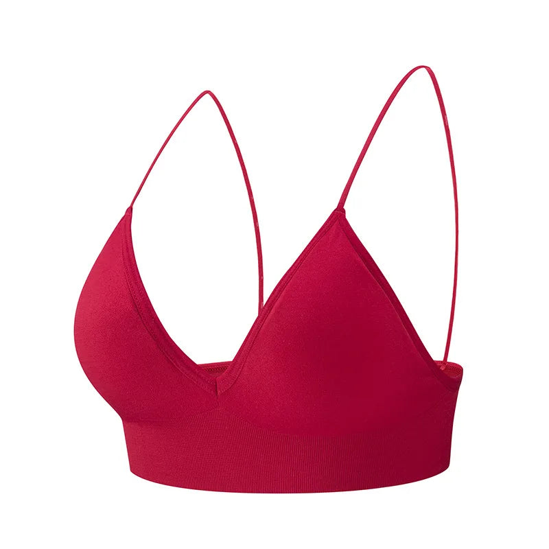 Flarixa Triangle Cup Deep V Neck Bralettes Camisole Bra for Woman Yoga Top Corset With Push Up Effect Soft Underwear Lingerie