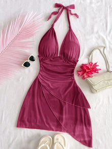 2025 Fashion Design sense Chiffon sleeveless sexy tight deep V short sexy pure backless dress