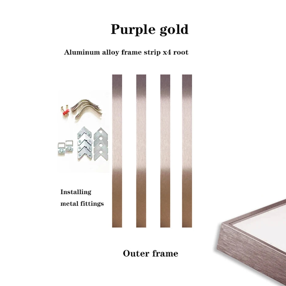 Aluminum Alloy Canvas Narrow Edge Simple Metal Mural Oil Painting Frame 9 Colors Can Be Customized in Large Sizes