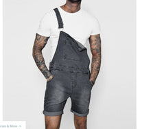 Fashion Streetwear Mens Suspenders Denim Jumpsuits Cargo Pants Men Shorts Masculino Jeans Pink Overalls