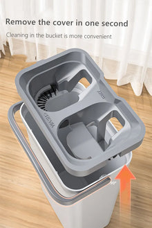 Swivel Mop With Bucket & Draine Sponge Free Hand Wash Lazy Squeeze Wringer Rubber Cotton Head  Household Cleaning