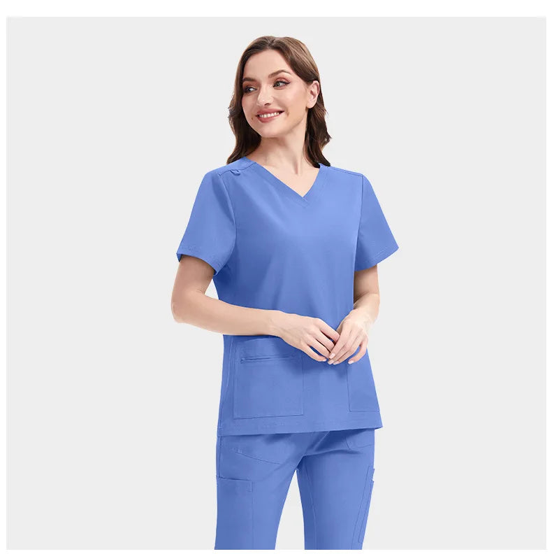 New Slim Fit Women Scrubs Sets Woman Medical Uniforms Nurses Accessories Clinic Beauty Salon Spa Pet Shop Workwear Clothing
