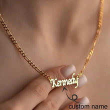18K Gold Plated Custom Name Necklace with 3mm Figaro Chain for Women Stainless Steel Letters Pendant Choker Personalized Gifts