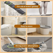 Automatic Self Wringing Lazy Mop Squeeze Hands Free Quick Wring Floor Cleaning Mop Household Cleaning Hardwood Tile Large