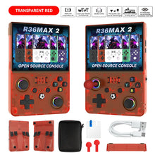 New R36 Max2 Retro Handheld Game Console Linux System 4.5 Inch IPS Screen 64G/128G Portable Pocket Player Built-in 18000+ Games