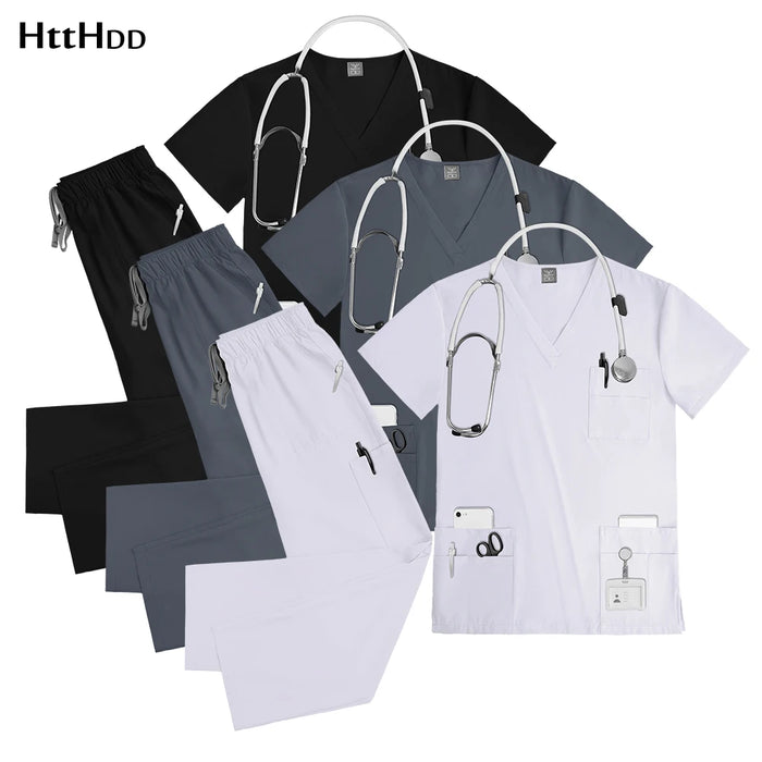 Scrub Sets Nursing Uniforms Medical Hospital Doctors Nurses for Women Men Clinical Sanitary Outfit Suit Beauty Salon SPA Uniform