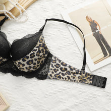 Viomisha Women's Sexy Lace Bra With Leopard Print Push Up Bras with Steel Ring Underwire Everyday Underwear