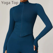 Seamless Zipper Long Sleeve Women Crop Top Yoga T Shirts