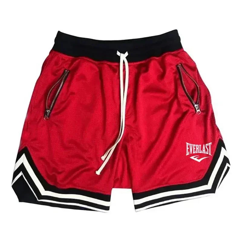 2026 EVERLAST Fitness Sports Basketball Shorts Men's Summer Casual Loose Breathable Mesh Shorts Fashion Hip Hop Sweatpants