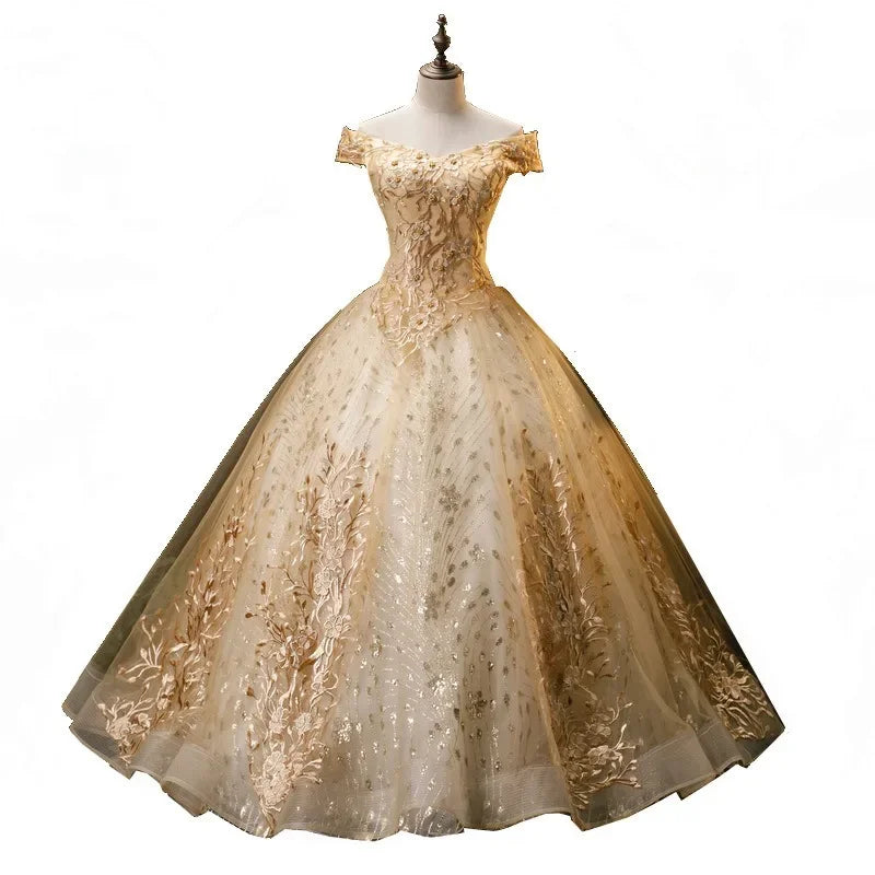 Womens Ankle Length Organza Wedding Dress With Puff Skirt
