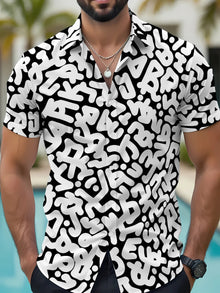 2026 Summer New Style Men's Short-Sleeved Shirt with 3D Letter Print for Street Casual Fashion Comfortable Soft Breathable