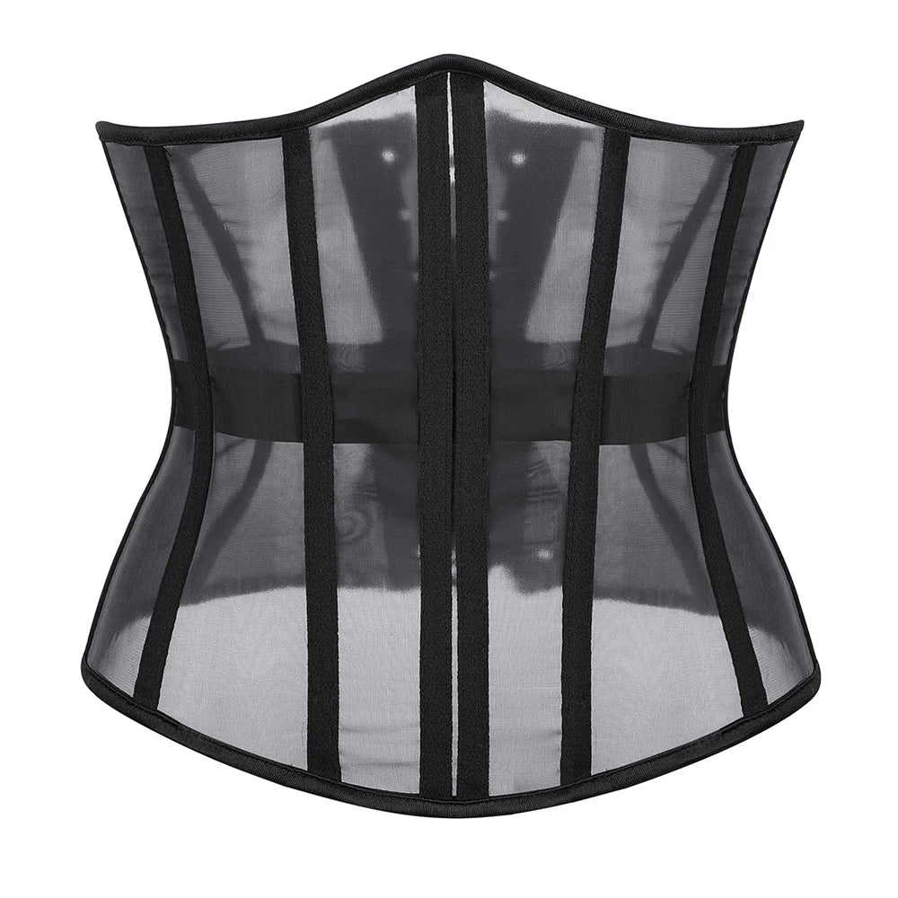 Women Underbust Bustiers Sexy Corset Top Mesh Breathable Lace Up Body Shaper Waist Trainer Sexy Corselet