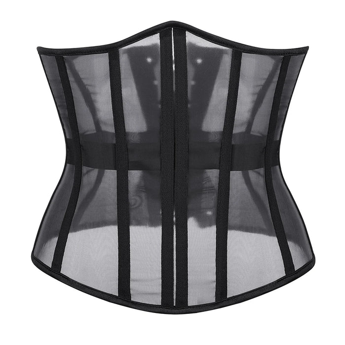 Women Underbust Bustiers Sexy Corset Top Mesh Breathable Lace Up Body Shaper Waist Trainer Sexy Corselet