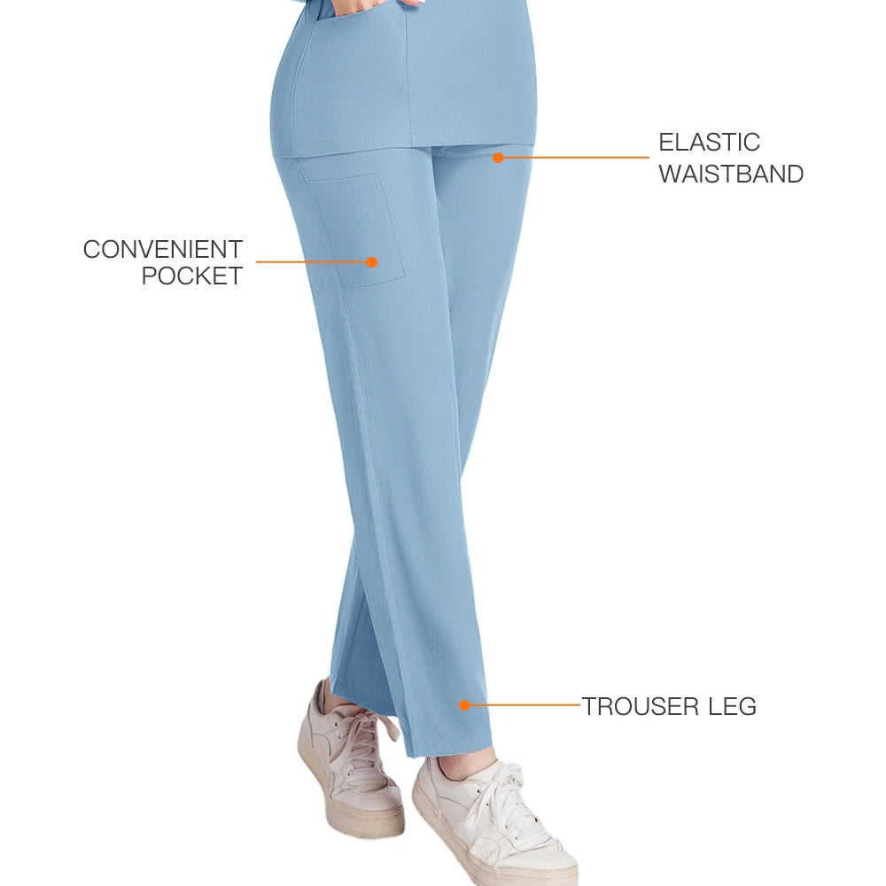 New Scrubs Nurse Uniforms Long Sleeve V-neck Top+Straight Pants Women Multicolor Nursing Scrubs Set Pet Doctor Medical Workwear