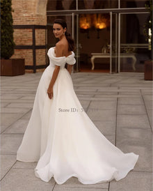 Simple Strapless A-Line Wedding Dresses Off the Shoulder Sleeveless Sweep Train Bridal Gowns Vestidos De Noiva