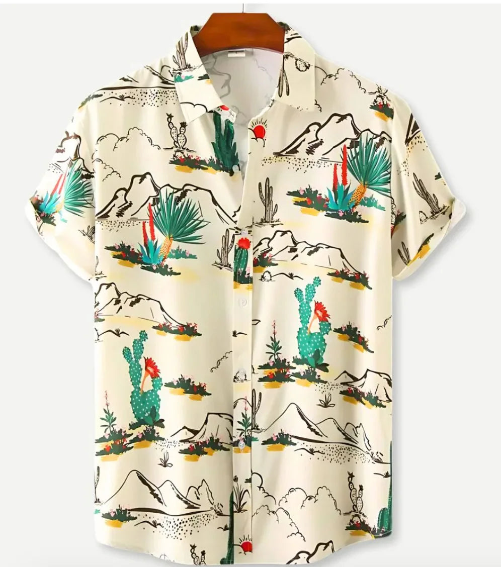 Hawaiian 3D Printed Shirt Amazon Independent Station Bestseller Notch Collar Short Sleeve Shirt