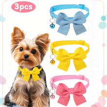 New Waffle Bow Pet Collar Simple Cute Cat Collar Adjustable Yorkshire Chihuahua Small Dog Collar All-match Pet Accessories