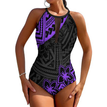 Fiji High-Waisted Swimsuit Push-Up One-Piece Swimsuit Polynesian Custom Ethnic Print Swimwear Printed Swimsuit Backless Bikini