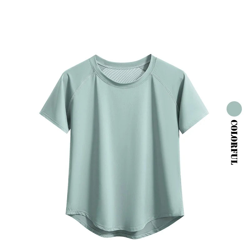 DRUR Yoga Tops Womens Breathable Quick Dry Short Sleeve Tee