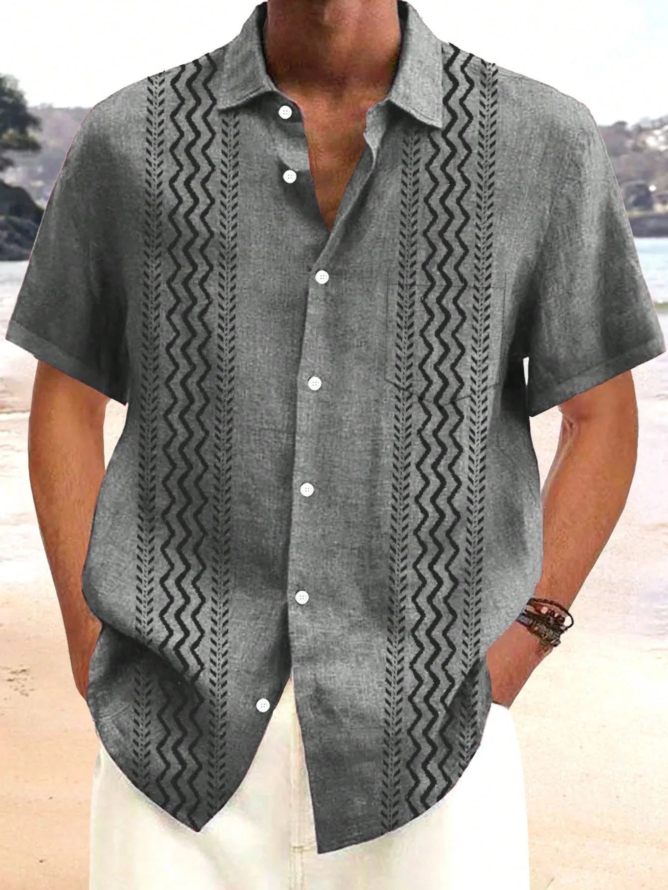 The 2025 summer new men's short-sleeved shirt is a casual and fashionable 3D printed streetwear