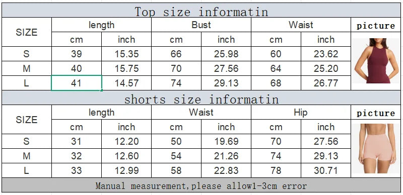 C-B Women Halter Open Back Yoga Tank Top Fold Over Waist Biker Shorts Workout Set for Gym Pilates Training