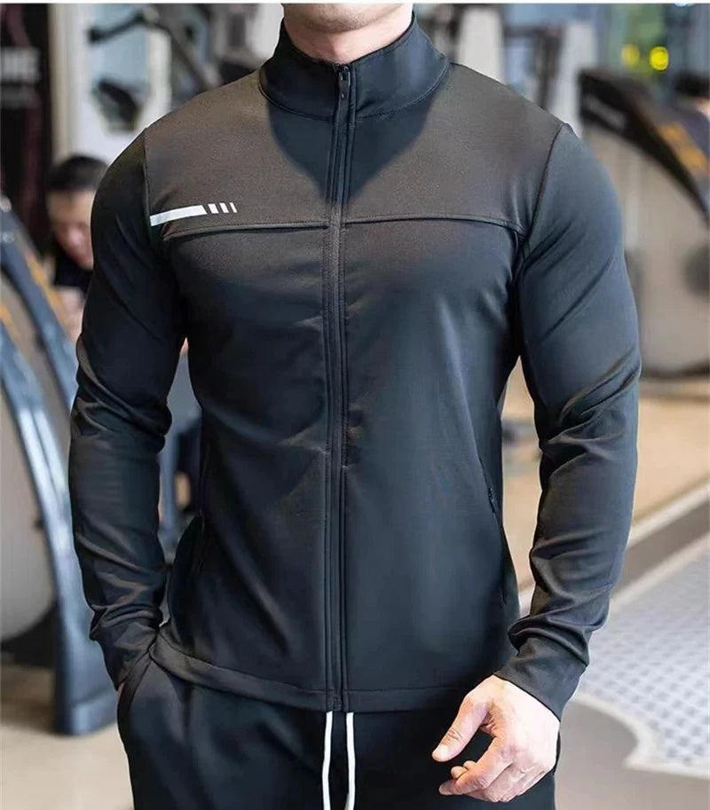 2025 New Autumn Men's casual stand collar zipper Sweatshirt jogging Sport Jacket coat Men Gym Fitness slim fit long sleeve Top