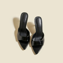 Women's Slippers 2026 New Summer Slim Heel Pointed Toe Worn with A Straight Drag Patent Leather High-heeled Slippers for Womens