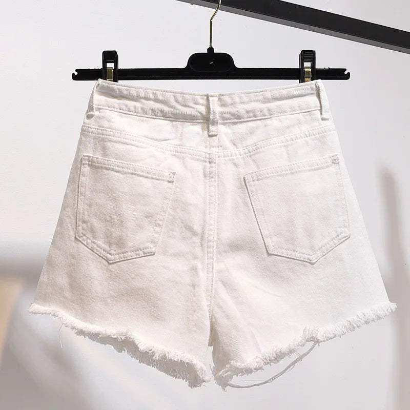 Summer Women Denim Shorts High Waist Tassel Streetwear