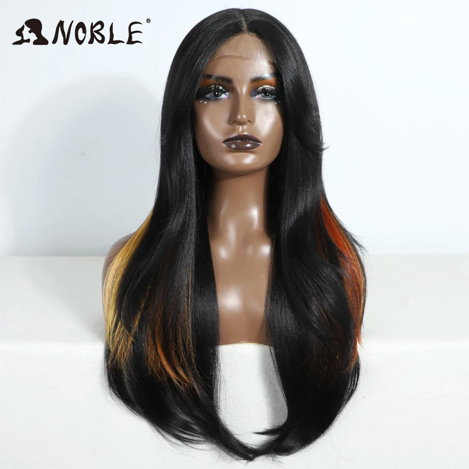 Noble 26 Inch Synthetic Lace Front Wig Ombre Blonde Cosplay