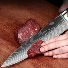 Ensemble de 3 couteaux de cuisine, couteau Santoku damassé au laser, couteau universel, couteau de chef professionnel, couperet à viande, accessoires de cuisine