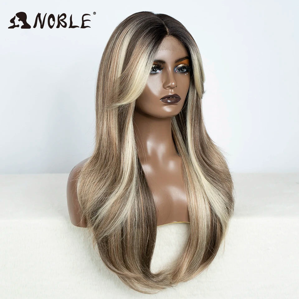 Noble 26 Inch Synthetic Lace Front Wig Ombre Blonde Cosplay