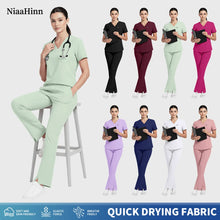 Niaahinn Pet Grooming Non-sticky Hair Workwear Surgical Uniform Medical Nurse Uniforms Women Scrubs Sets Pharmacist Work Clothes