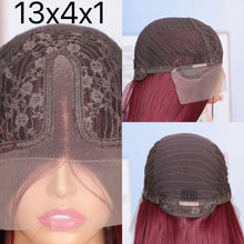 Straight 99J Burgundy Red Synthetic 13x4x1 Lace Frontal Wig