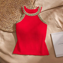 Summer Sleeveless Knitted Vest Top Halter Neck Camisole