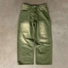 Y2K Matcha Green Baggy Denim Jeans Back Pocket 6 Billiard Ball Embroidery Loose Washed Denim Pants Unisex Streetwear Trousers
