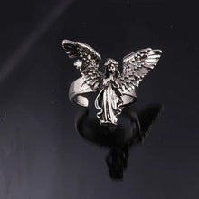 Antique Design Ring Distressed Angel Silver Color Opening Rings Fashion Punk Hip Hop Couple Rings Party Women Men Jewelry Gifts