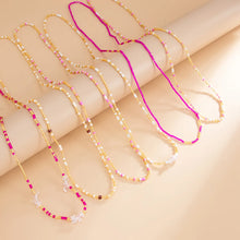 6Pcs/set Bohemian Style Waist Chain Women Pink Rice Bead Elastic Body Chain Stylish Sexy Beach Vacation Jewelry Accessories Gift
