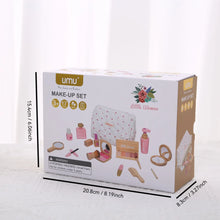 Kids' Pretend Makeup Toy Wooden Role‑play Dress‑up Vanity Gift Makeup Bag Set for Girls