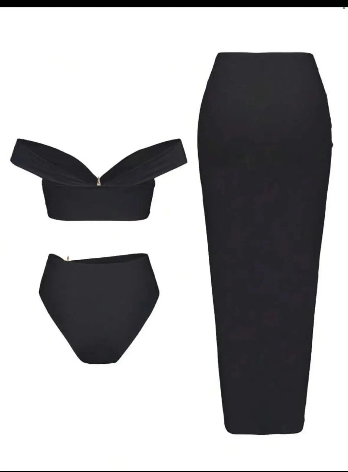 Women's Sexy Bikini Set Beachwear Metallic Starfish Bikini Folds Long Skirts Three Piece Sets Hot Girl Vacation Style Swimsuit
