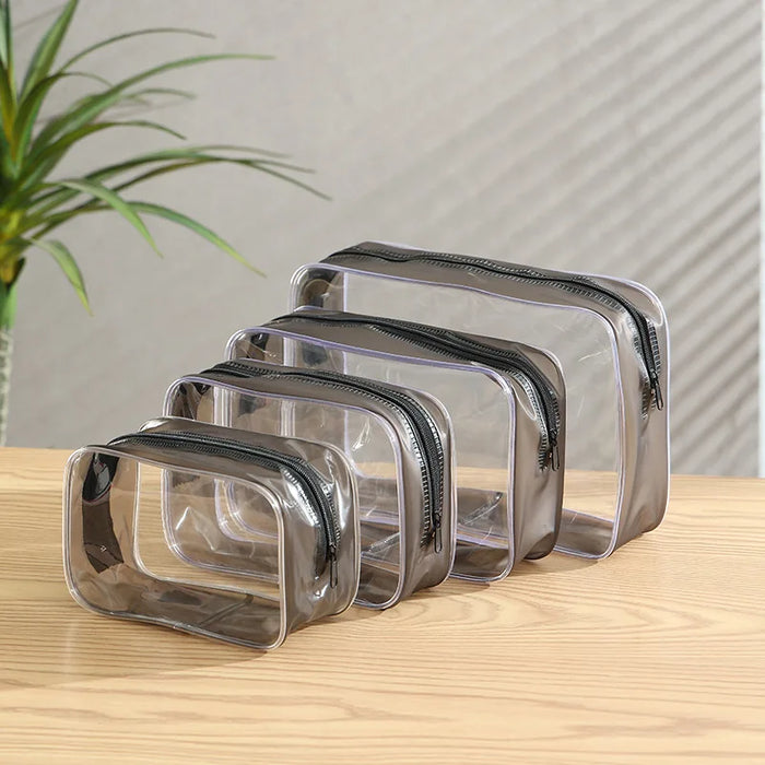 Trousse à maquillage transparente, organisateur de cosmétiques pour articles de toilette, rangement portable pour le voyage et les cadeaux