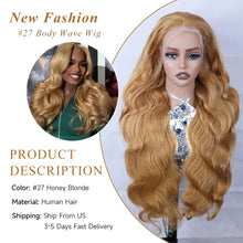 13X6 Hd Lace Frontal Colored Wig Honey Blonde Body Wave Lace Frontal Wig #27 Colored 13X4 Transparen Preplucked Brazilian Wig