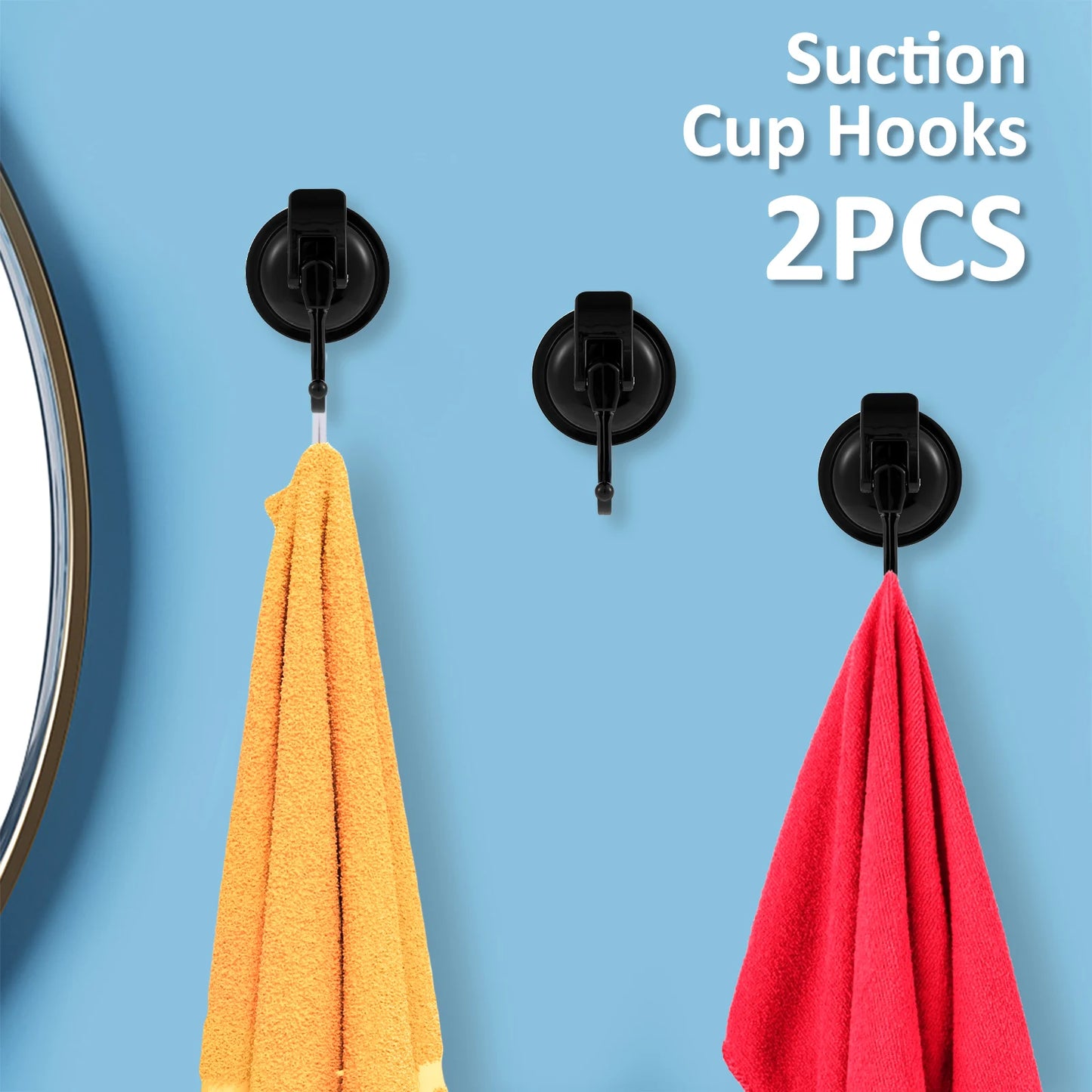 2/4PCS Heavy Duty Vacuum Suction Cup Hooks No Drilling Super Suction Cup HangerRobe Coat Wreath Hook for Shower Kitchen Bathroom