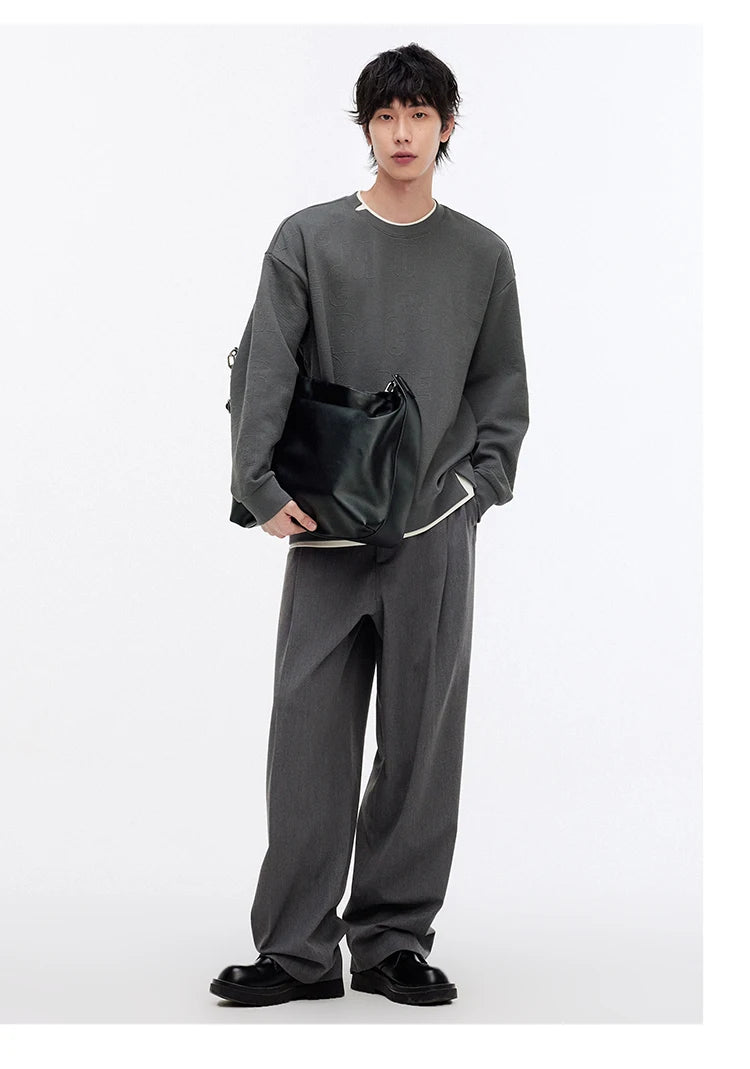 Semir Hoodie Men Color Block Fake Two Piece 2025 Autumn New Textured Letter Jacquard Casual Top