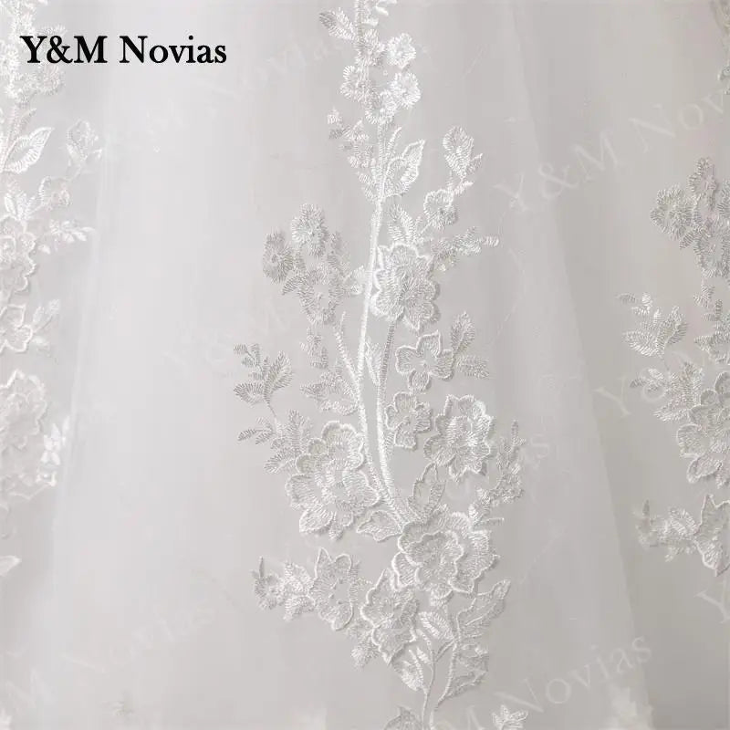 Y&M Novias Off Shoulder Plus Size Vestido De Noiva 2026 New Wedding Dress Train or Floor Customized large Bridal Tulle Mariage