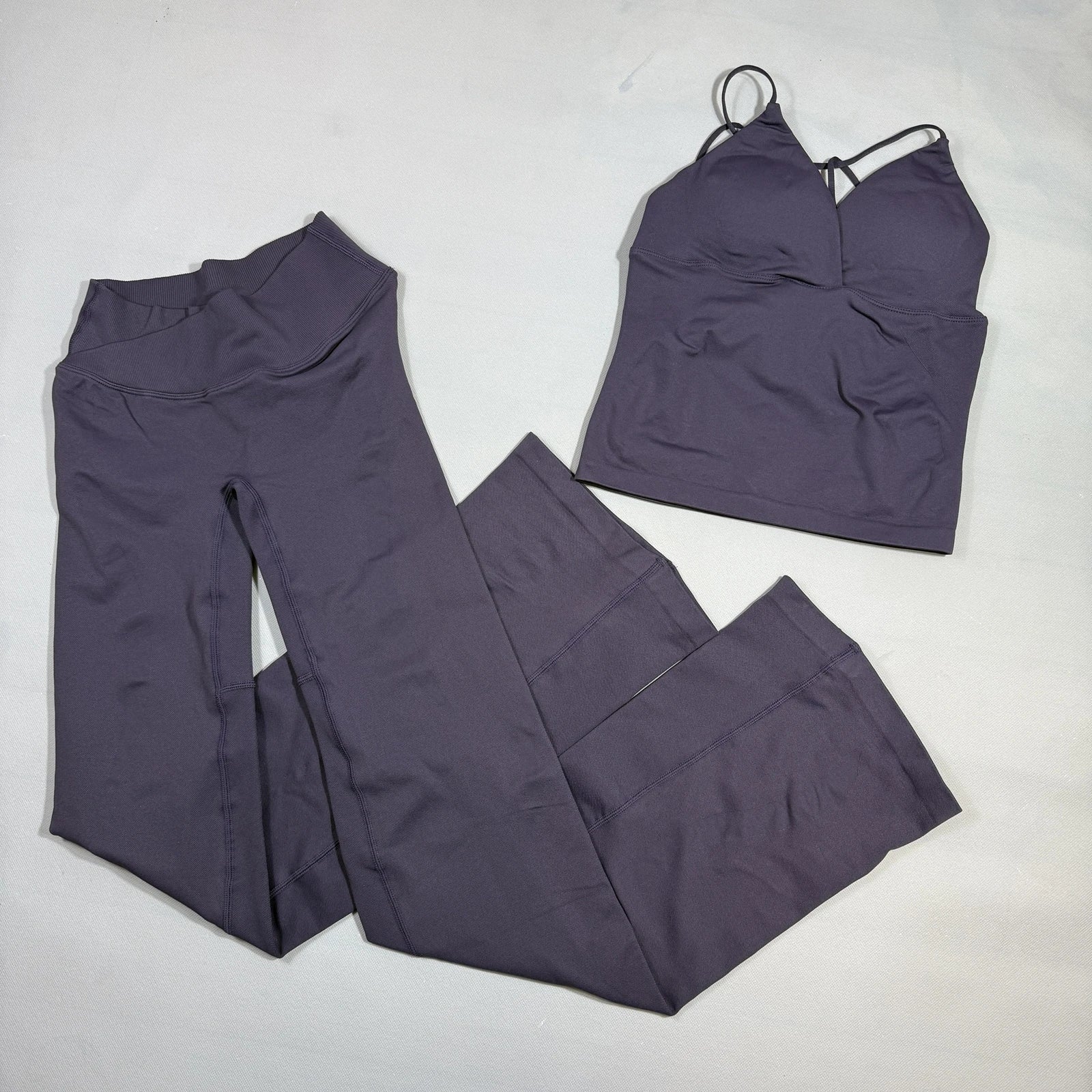 Yoga Twist V Crossover  Set High Waist Seamless Top Vision Flares Bootcut Leggings No Front Seam Flare Pants  Pilates Workout